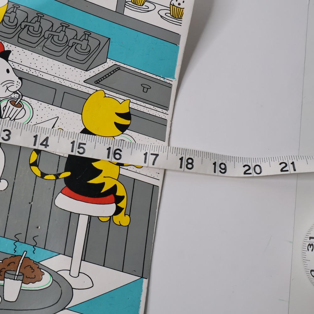 VTG Knobler Cats Diner Placemat Art Retro Anthropomorphic Cat Cafe Kitsch 17" * - Picture 7 of 9